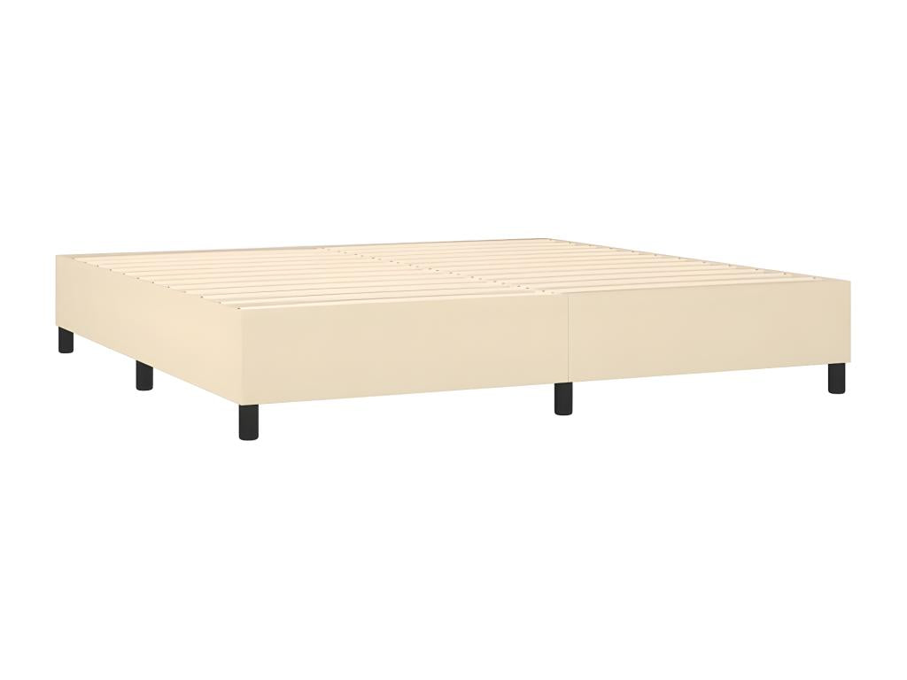 Sommier tapissier et matelas et LED Crème 200x200 cm Tissu