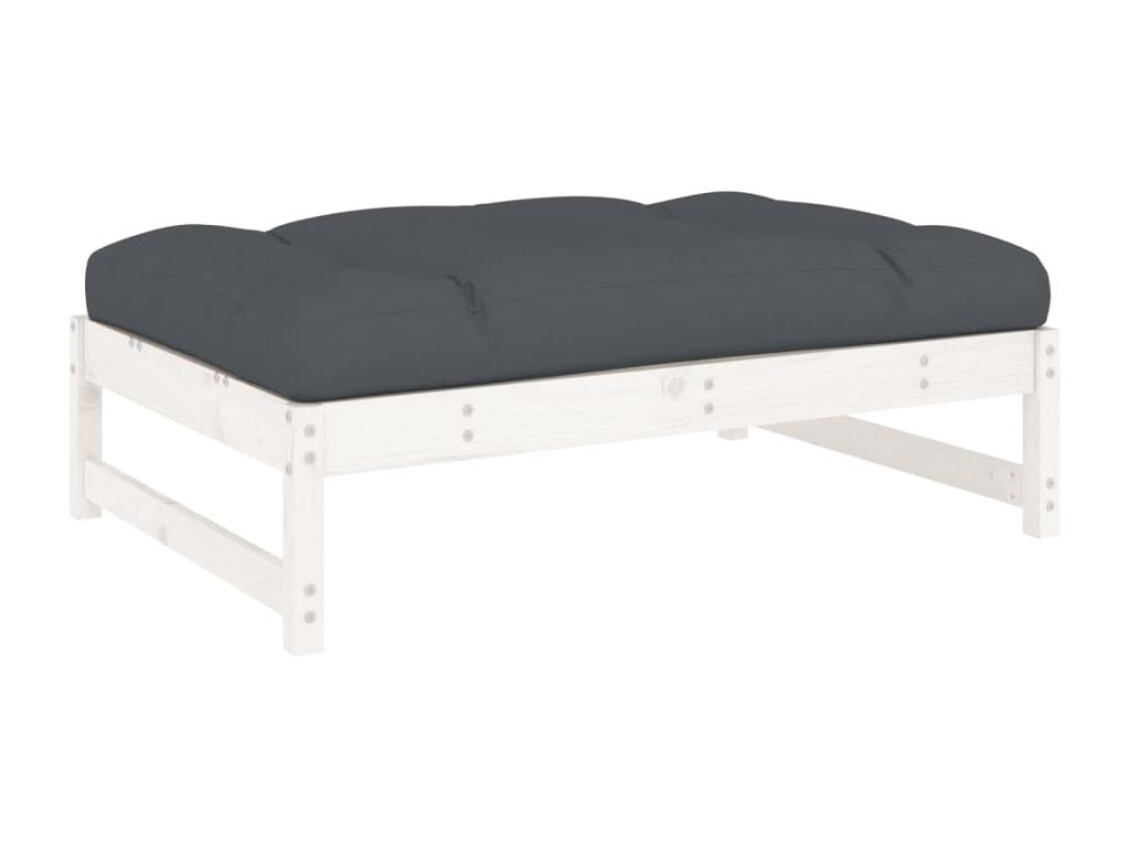 Salon de jardin 4 pcs avec coussins blanc bois massif