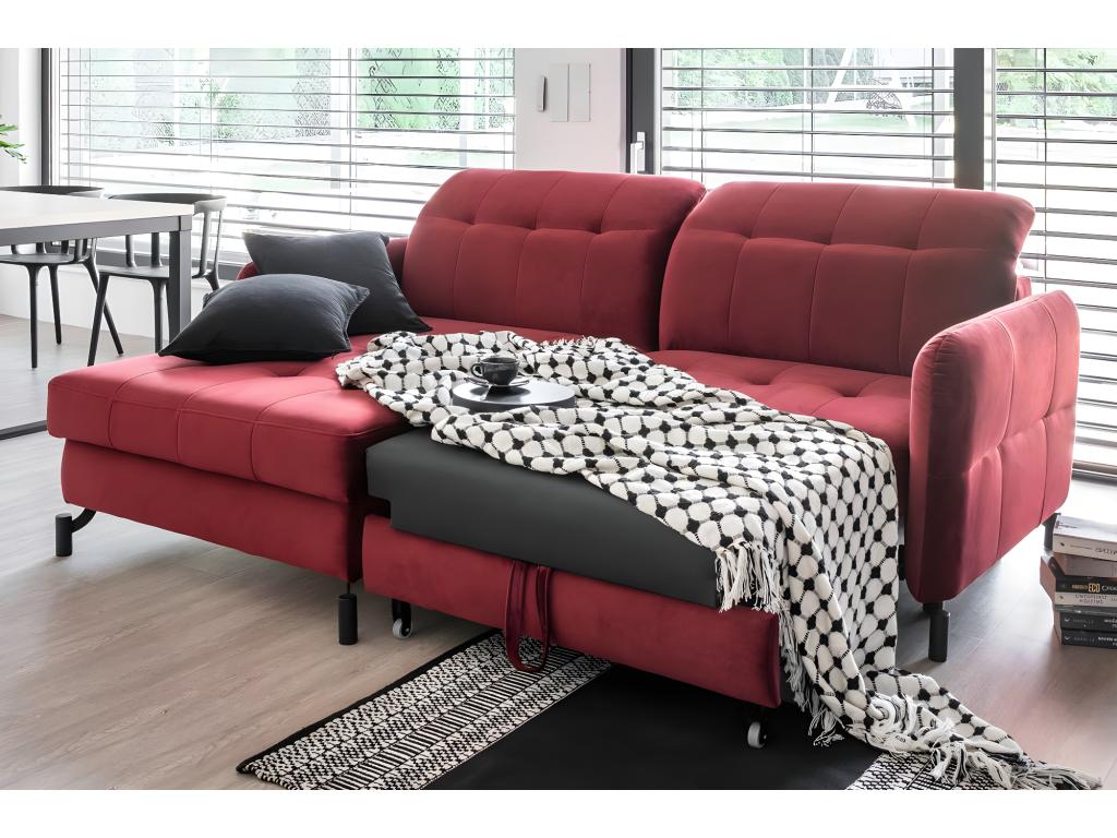 Canapé convertible tissu matelassé gris clair angle gauche Meubiana 225cm