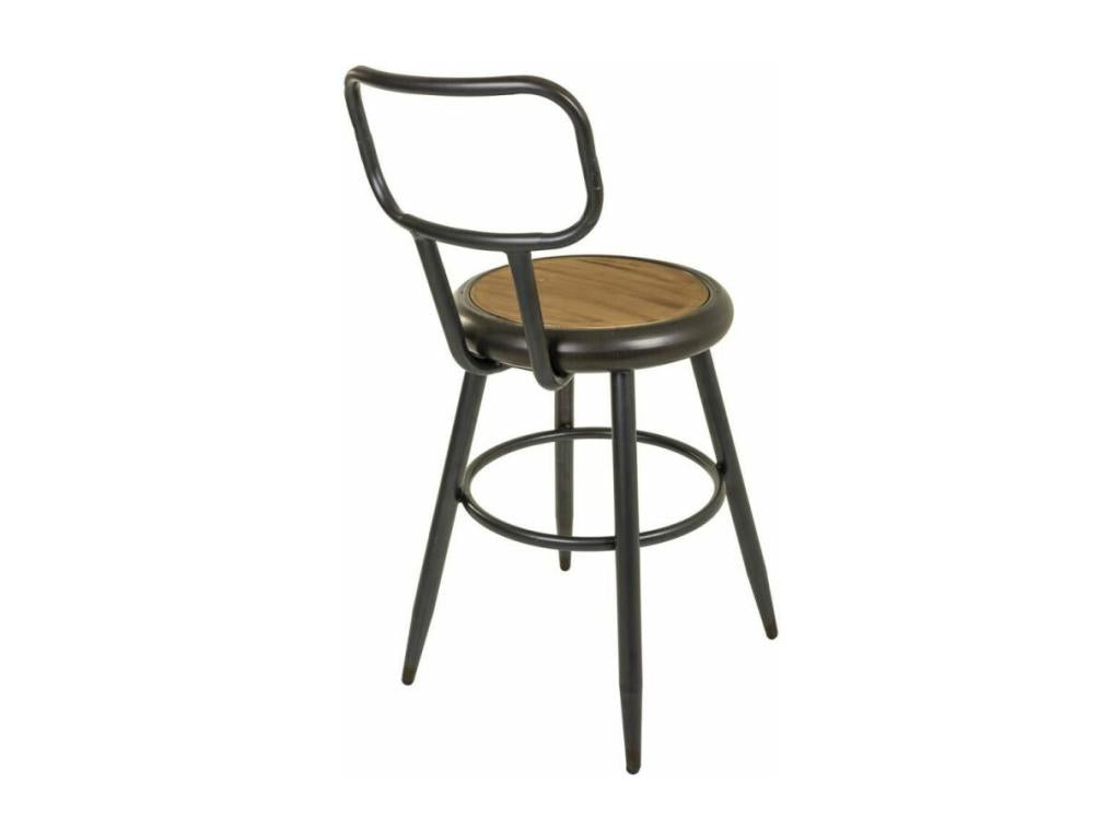 Tabouret en métal et bois marron 42x54x92h