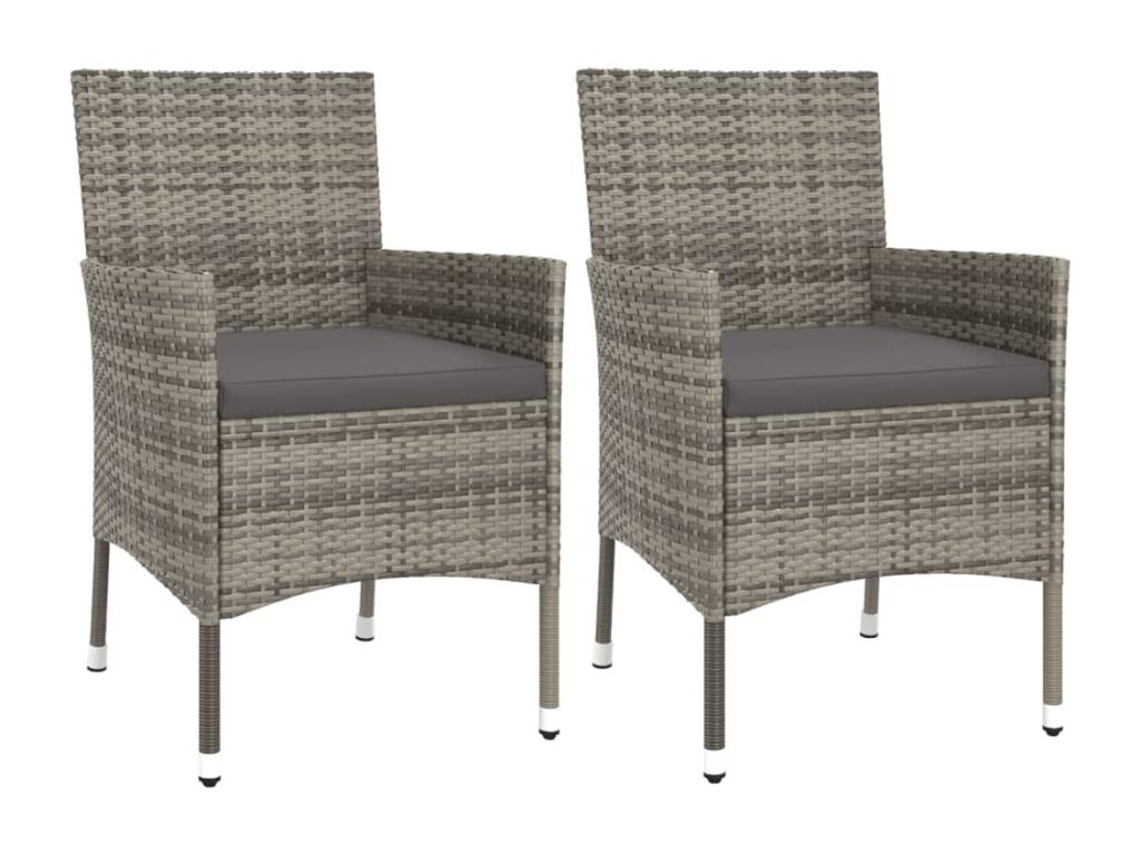 Ensemble à manger de jardin 3 pcs coussins gris résine tressée