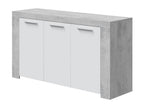 Buffet avec 3 portes coloris Blanc Meubiana / Ciment en mélamine - Dim 80x144x42 cm