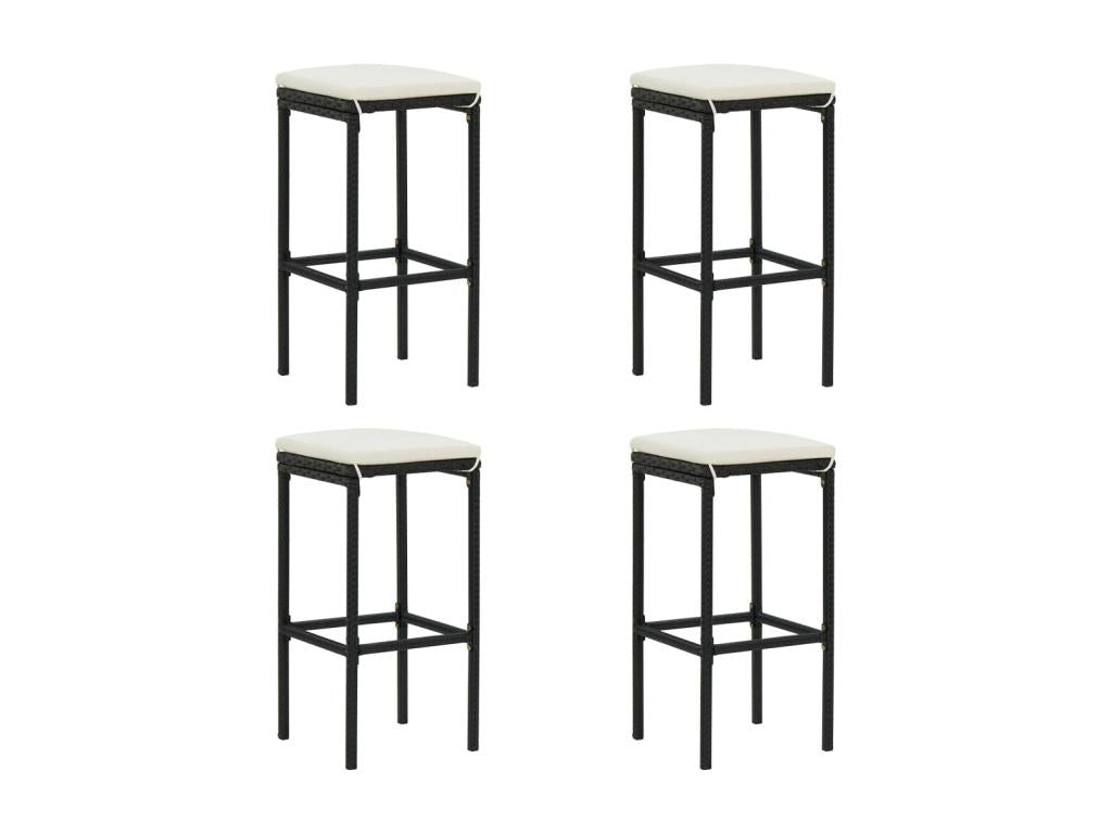 Ensemble de bar de jardin 5 pièces et coussins Résine tressée Noir AFHX77237