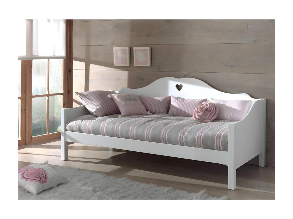 Pack - Lit Banquette Enfant / Sommier Amori 90x200cm Blanc