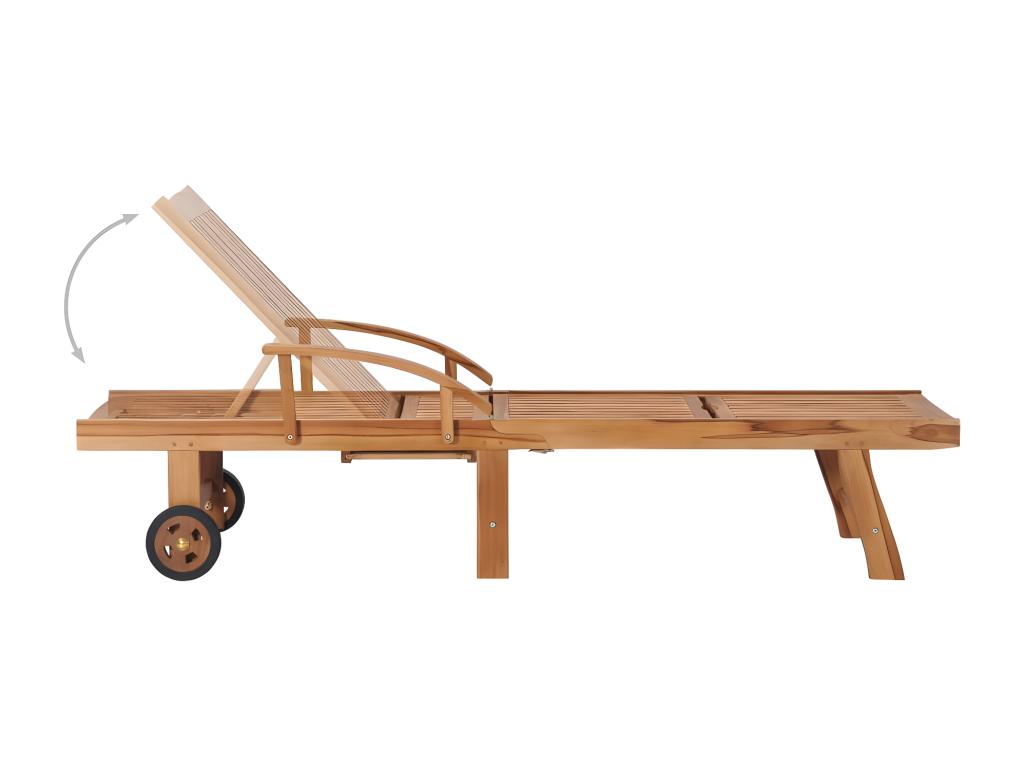 Chaises longues lot de 2 avec coussin noir Bois de teck solide