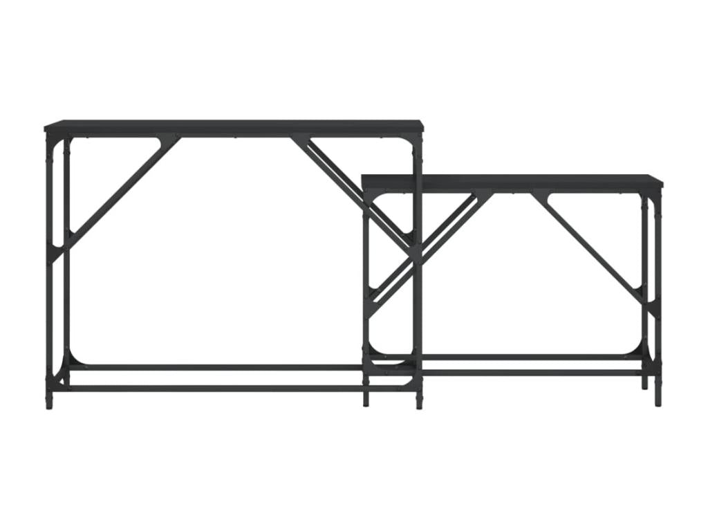 Tables console gigognes 2 pcs noir bois d'ingénierie