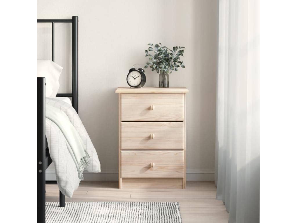 Table de chevet Homzora 41x35x55,5 cm bois de pin massif