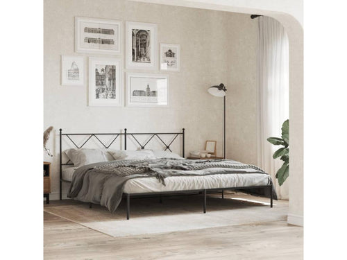 Cadre de lit métal avec tête de lit noir 180x200 cm