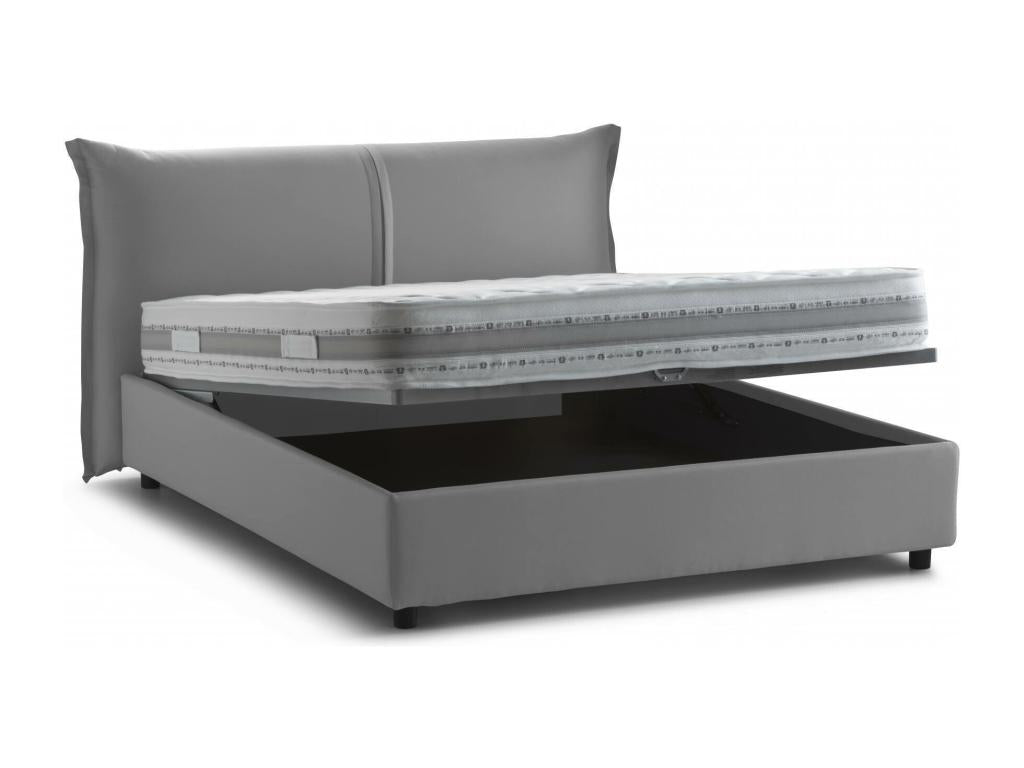 Lit double Meubiana Lit coffre avec revêtement en tissu Made in Italy Ouverture frontale adaptée pour matelas 160x200 cm Gris