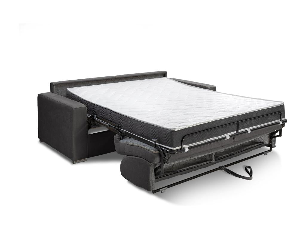 Canapé 3 places convertible express en tissu bleu - Couchage 140 cm - Matelas 18 cm avec mémoire de forme Laviecasa MKUD60951