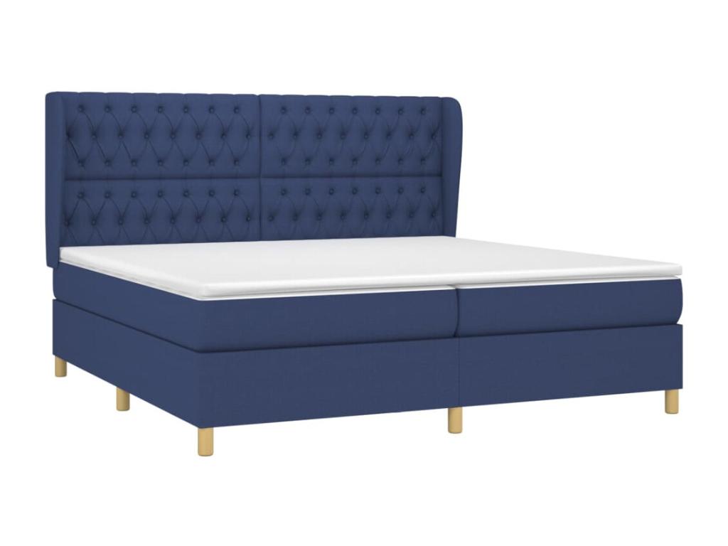 Lit à sommier tapissier avec matelas Bleu 200x200 cm Tissu GEKP41665