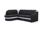Canapé d'angle gauche convertible velours bleu marine et gris clair Meubiana 250cm