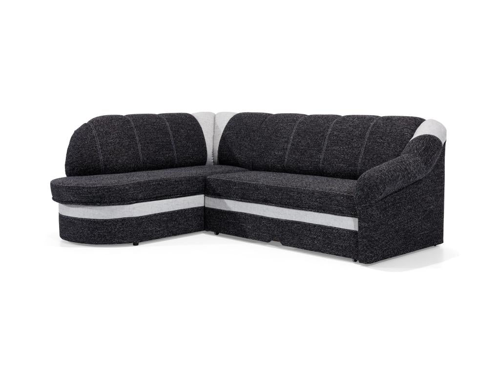 Canapé d'angle gauche convertible velours bleu marine et gris clair Meubiana 250cm