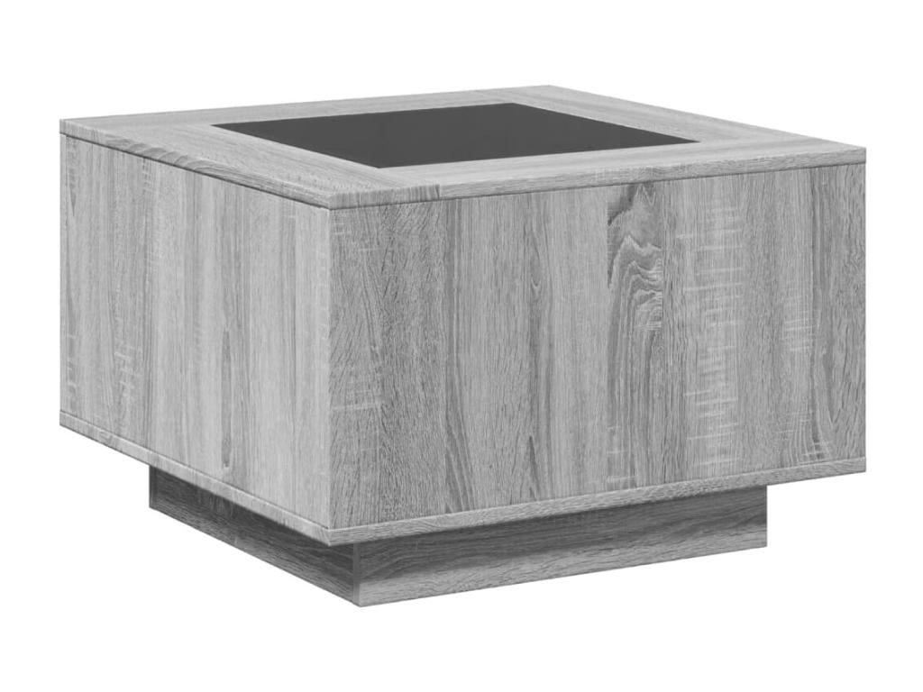 Table basse avec LED Meubiana gris 60x60x40 cm bois d'ingénierie