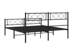 Cadre de lit métal avec tête de lit-pied de lit noir 135x190
