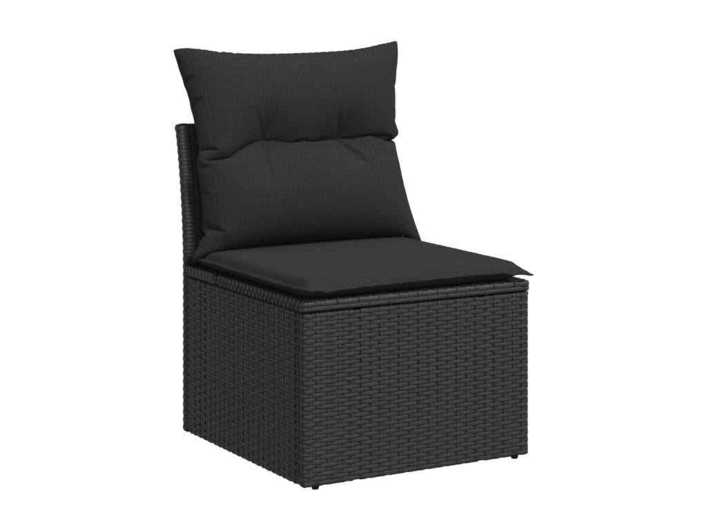 Salon de jardin 8 pcs avec coussins noir résine tressée RAZF17109