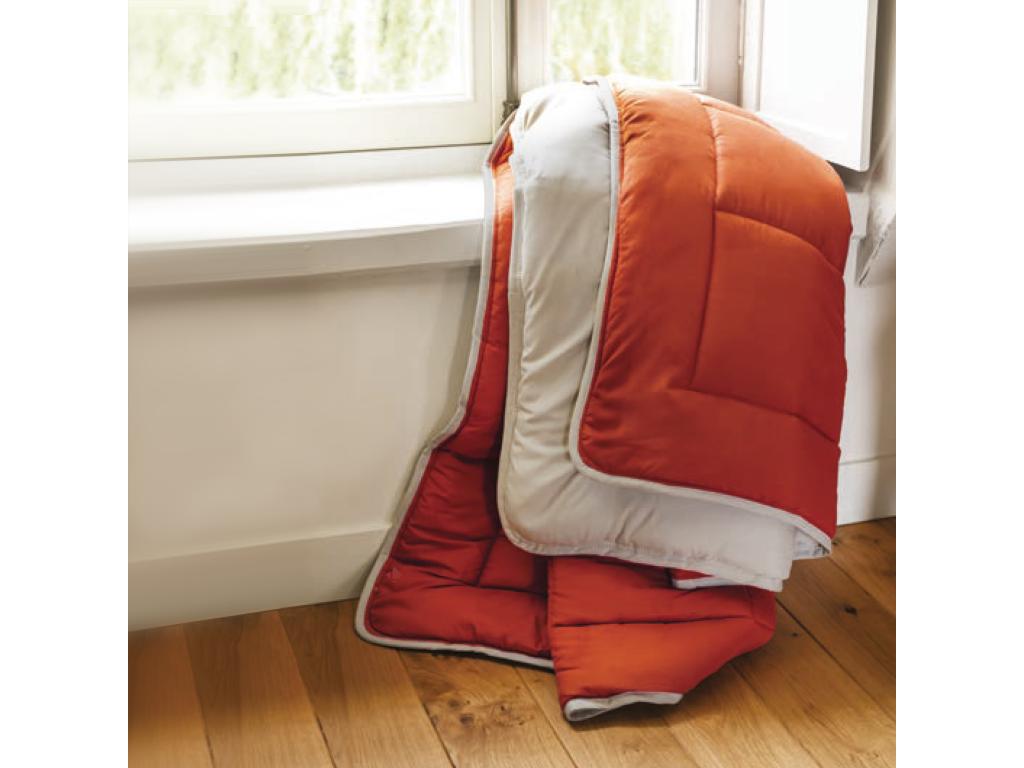 Couette hiver 240x220 cm Meubiana BICOLORE Gingembre/Galet garnissage fibre polyester 400 g/m2