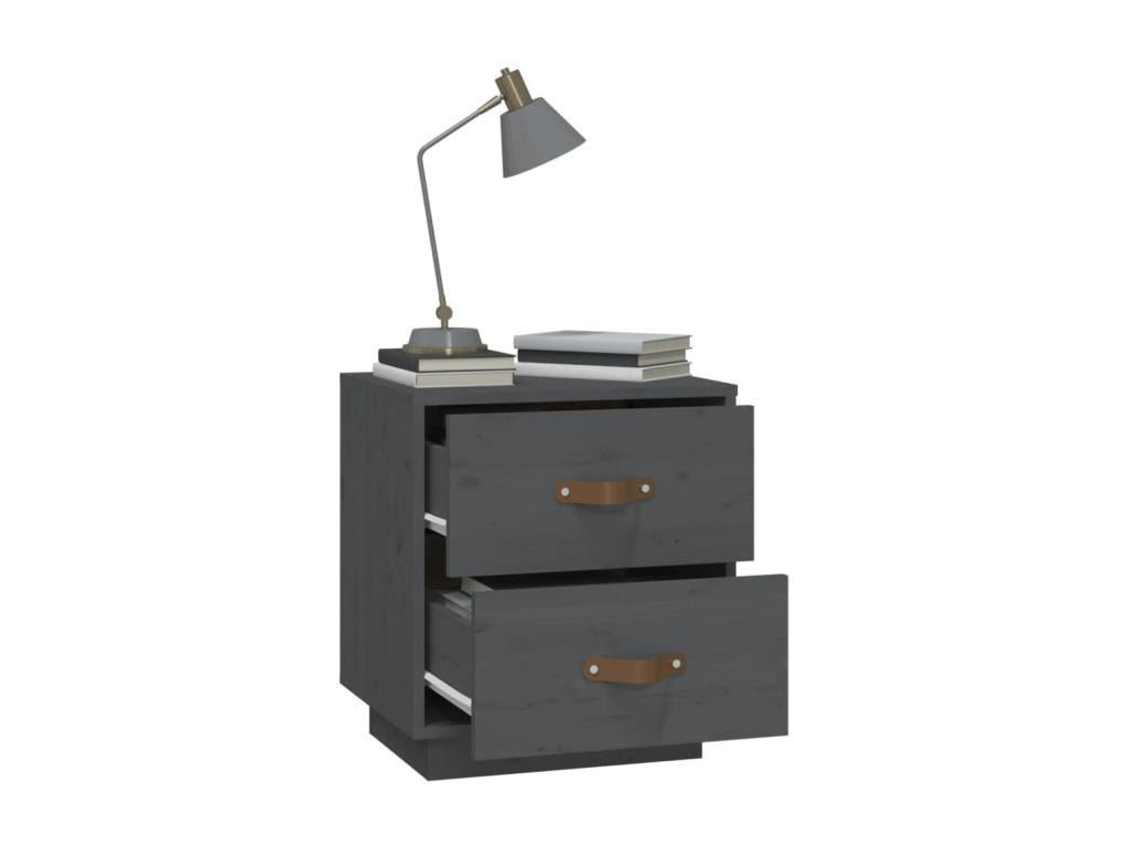 Laviecasa Premium - Tables de chevet 2 pcs Gris 40x34x45 cm Bois de pin massif YCIJ14736