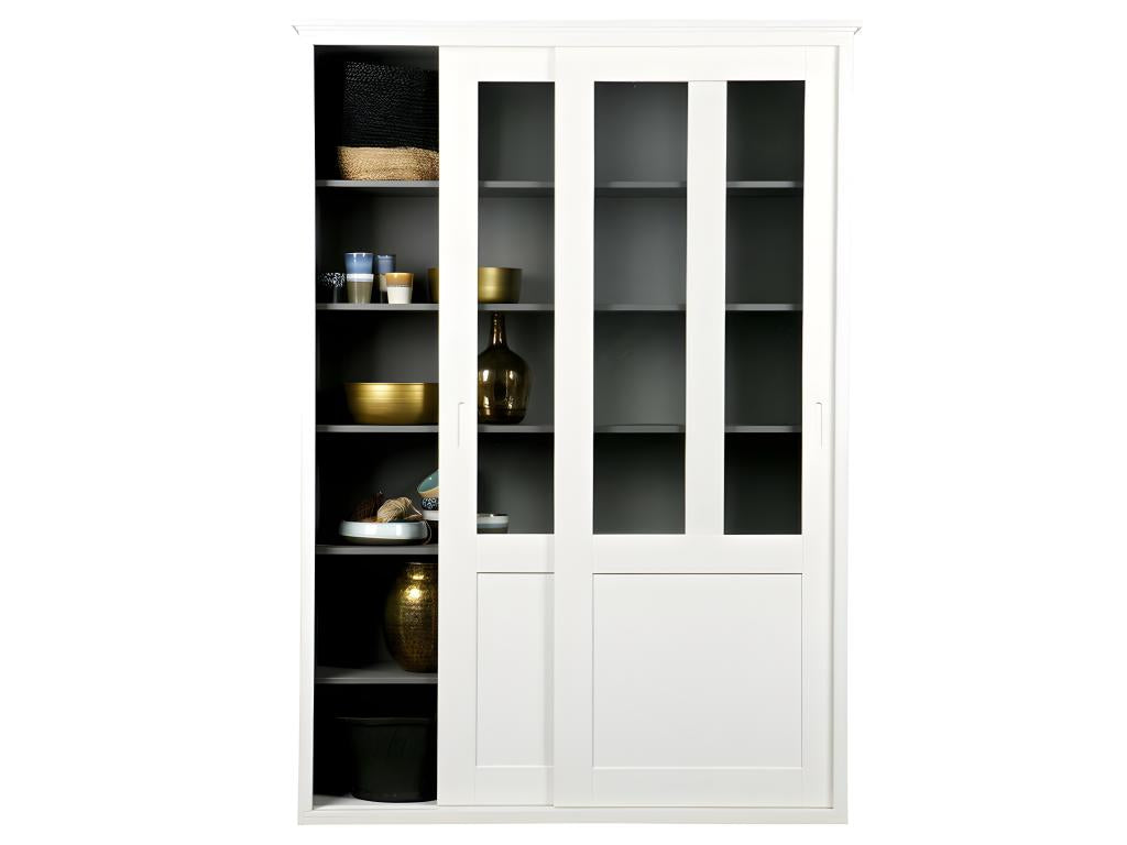 Meubiana - Vaisselier en bois 2 portes coulissantes - Blanc