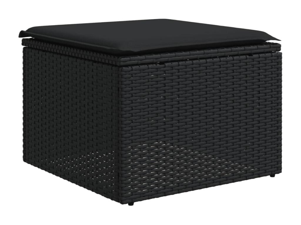 Salon de jardin 7 pièces avec coussins noir résine tressée WNQB46427