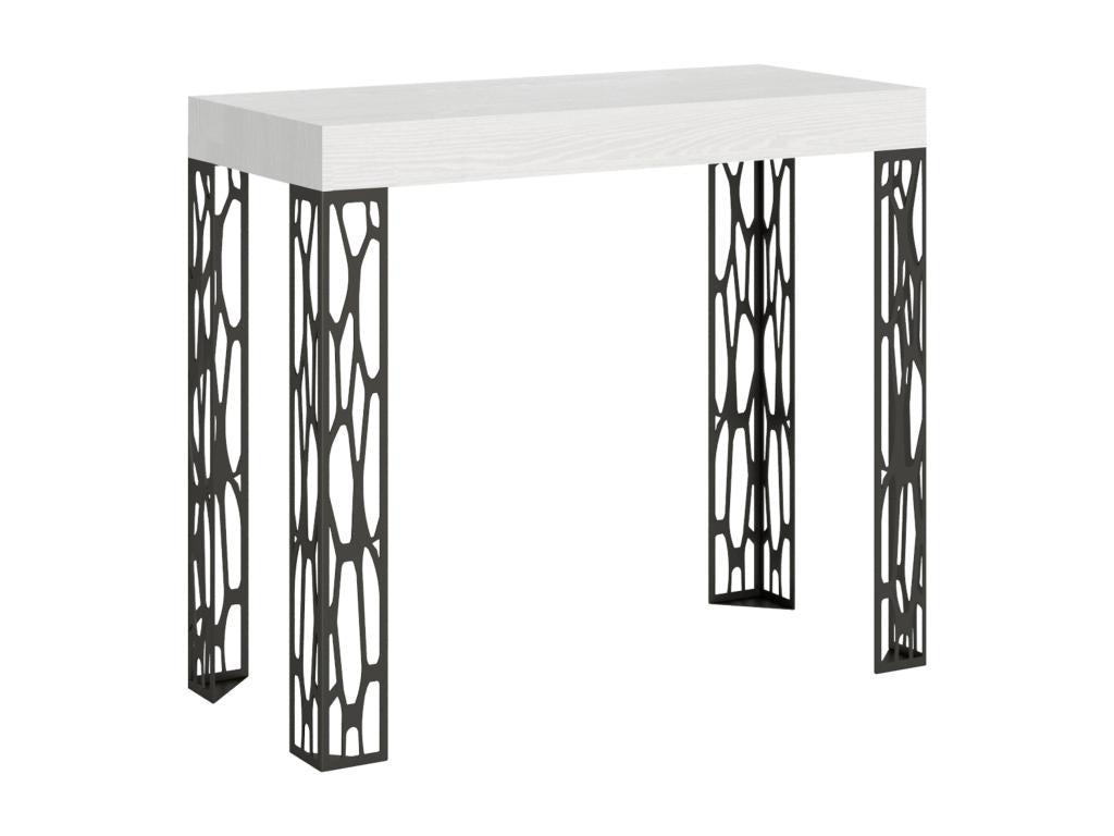 Console extensible 90x40/300 cm Ghibli Frêne Blanc cadre Anthracite LTZL04494