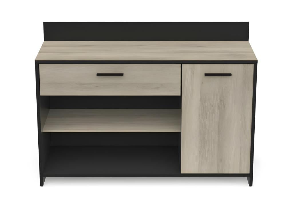 Buffet de cuisine 1 porte 1 tiroir Chêne/Noir - Laviecasa - L 123 xl 40 x H 89 cm YJWE83449
