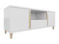Meuble TV Meubiana 113 Clair bois - Blanc brillant - Blanc Le nombre de portes 3 150x50cm