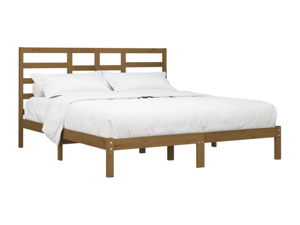 Cadre de lit sans matelas marron miel bois massif 200x200 cm