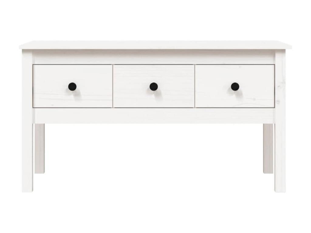Table basse Blanc 102x49x55 cm Bois massif de pin
