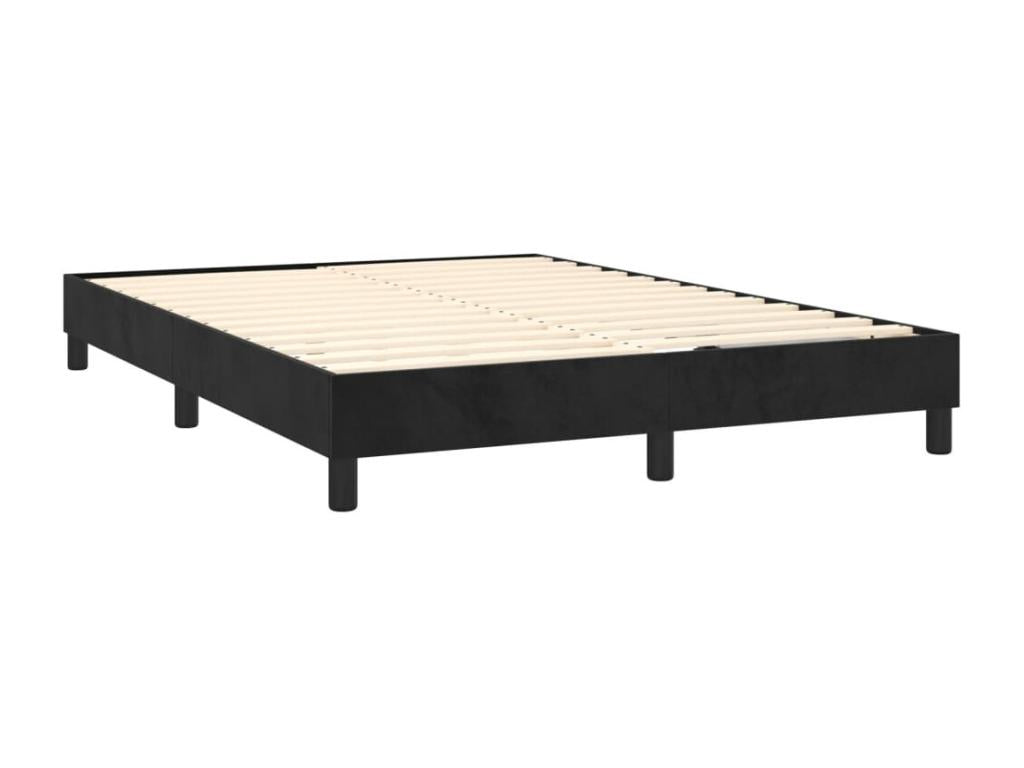 Lit à sommier tapissier avec matelas Noir 140x200 cm Velours LIGL88066