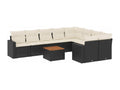 Salon de jardin 10 pièces avec coussins noir résine tressée