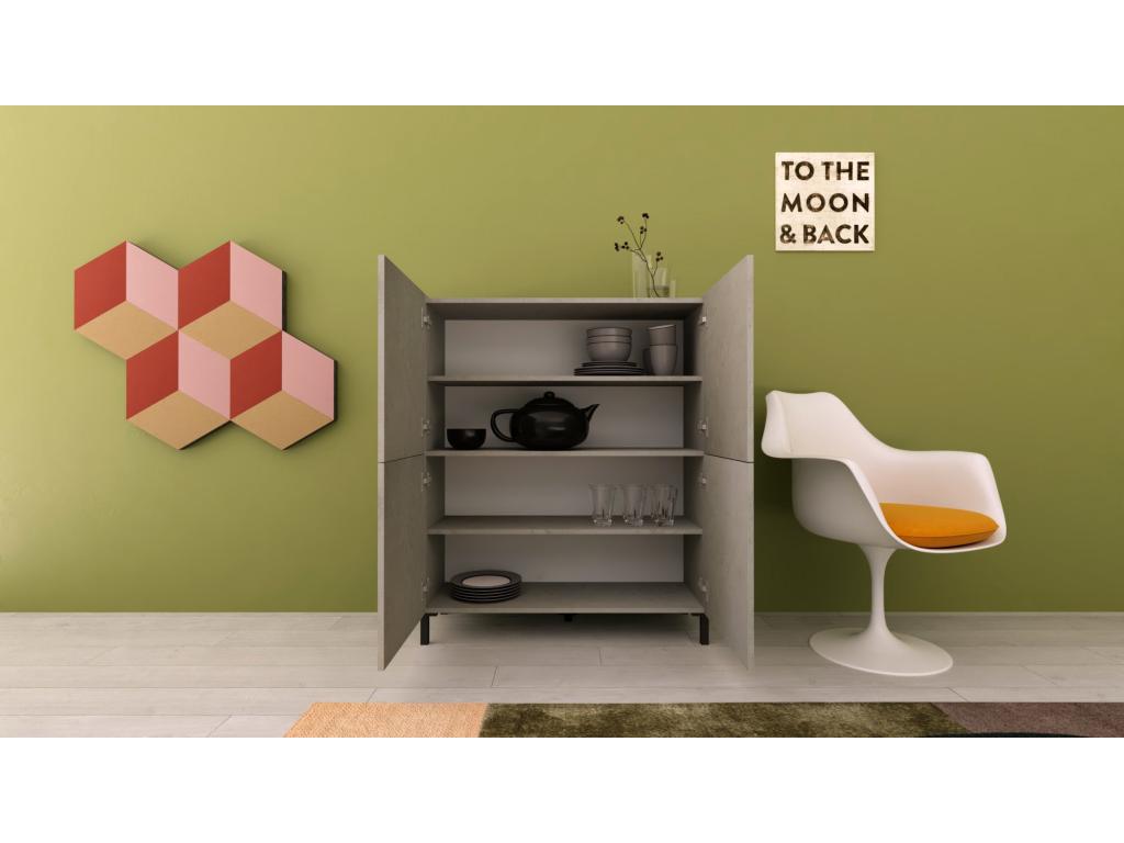 Buffet haut 4 portes 90x35x110 cm Homzora cachemire