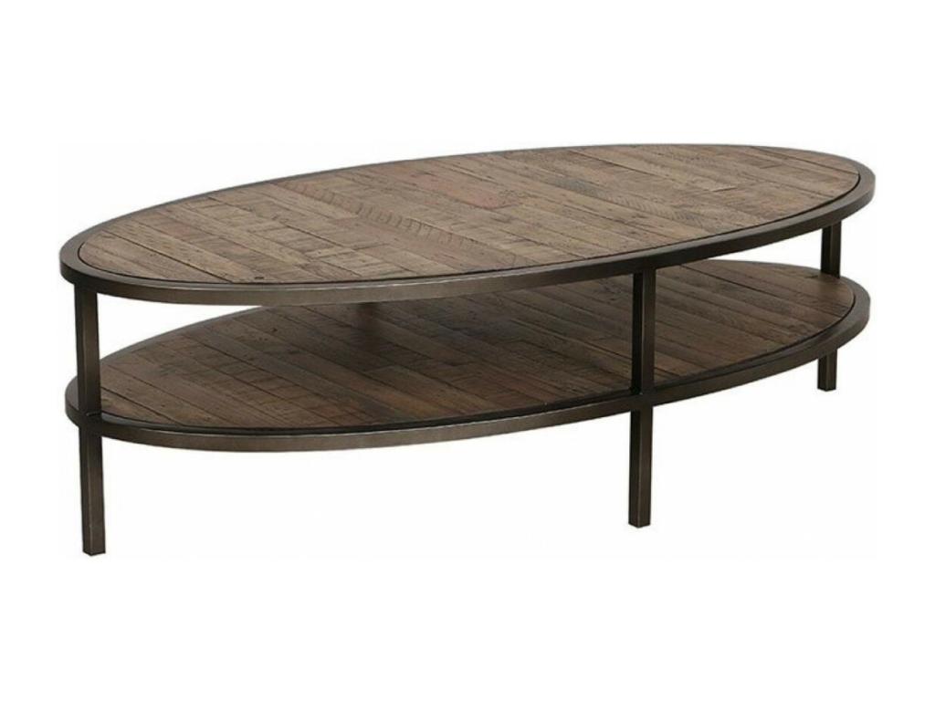 Table basse ovale en MDF marron - Meubiana