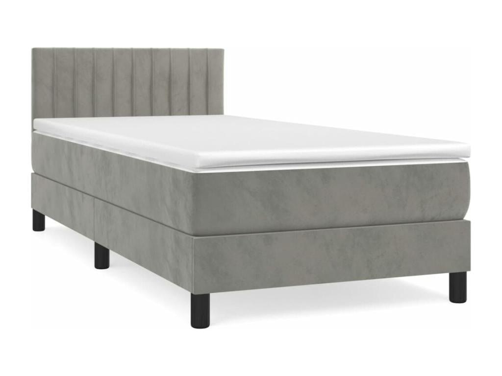 Sommier à Homzora de lit et matelas Gris clair 80x200 Velours
