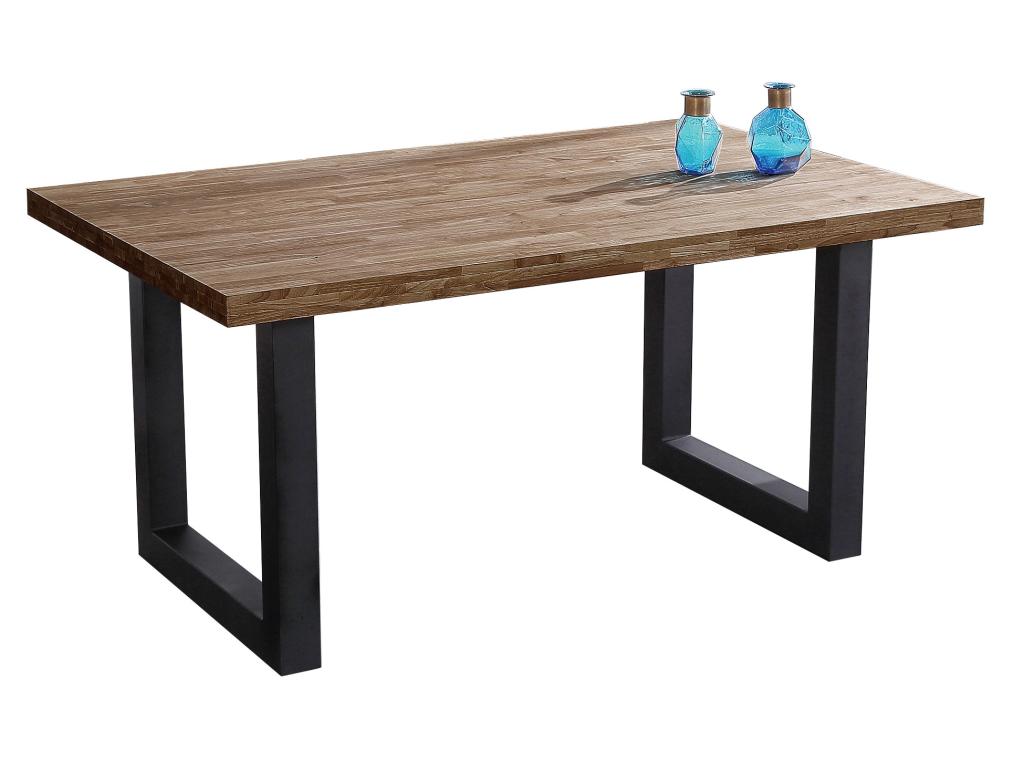 Table à manger coloris chêne américain / pieds noir Longueur 160 x largeur 100 cm x Hauteur 75 cm