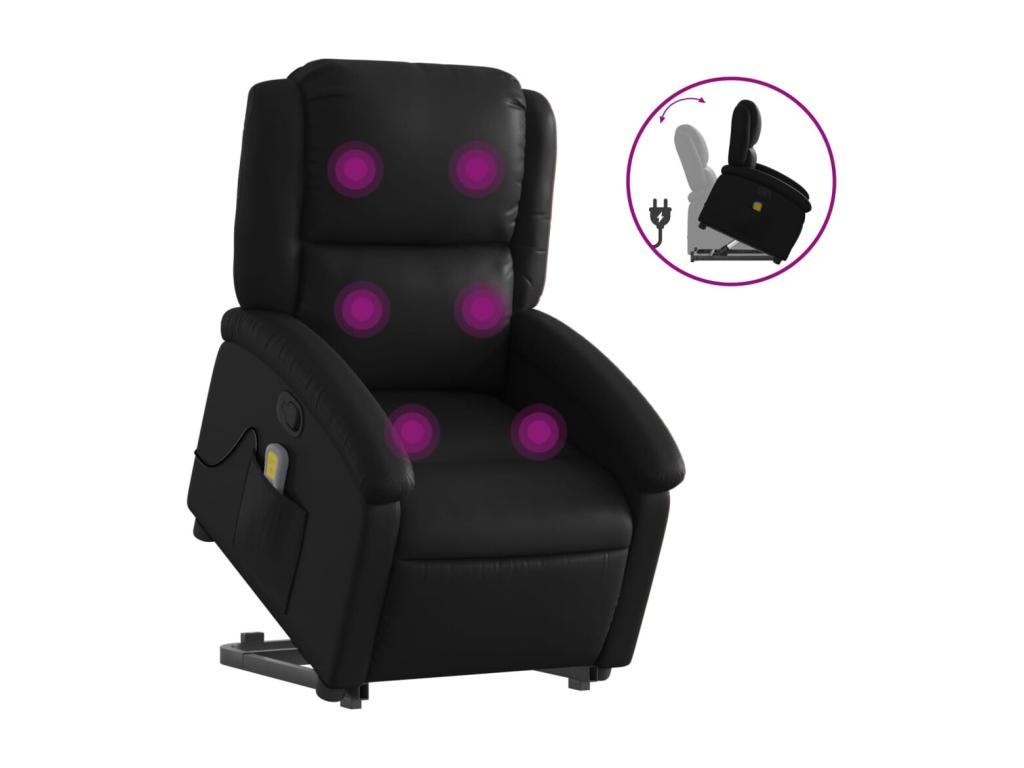 Fauteuil inclinable de massage Noir Similicuir