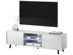 Meuble tv / Banc tv - 140 cm - blanc mat / blanc brillant éclairage LED- Meubiana