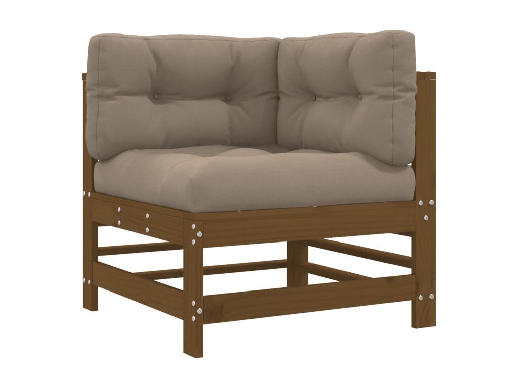 Salon de jardin 6 pcs avec coussins marron miel bois massif AHZS14456