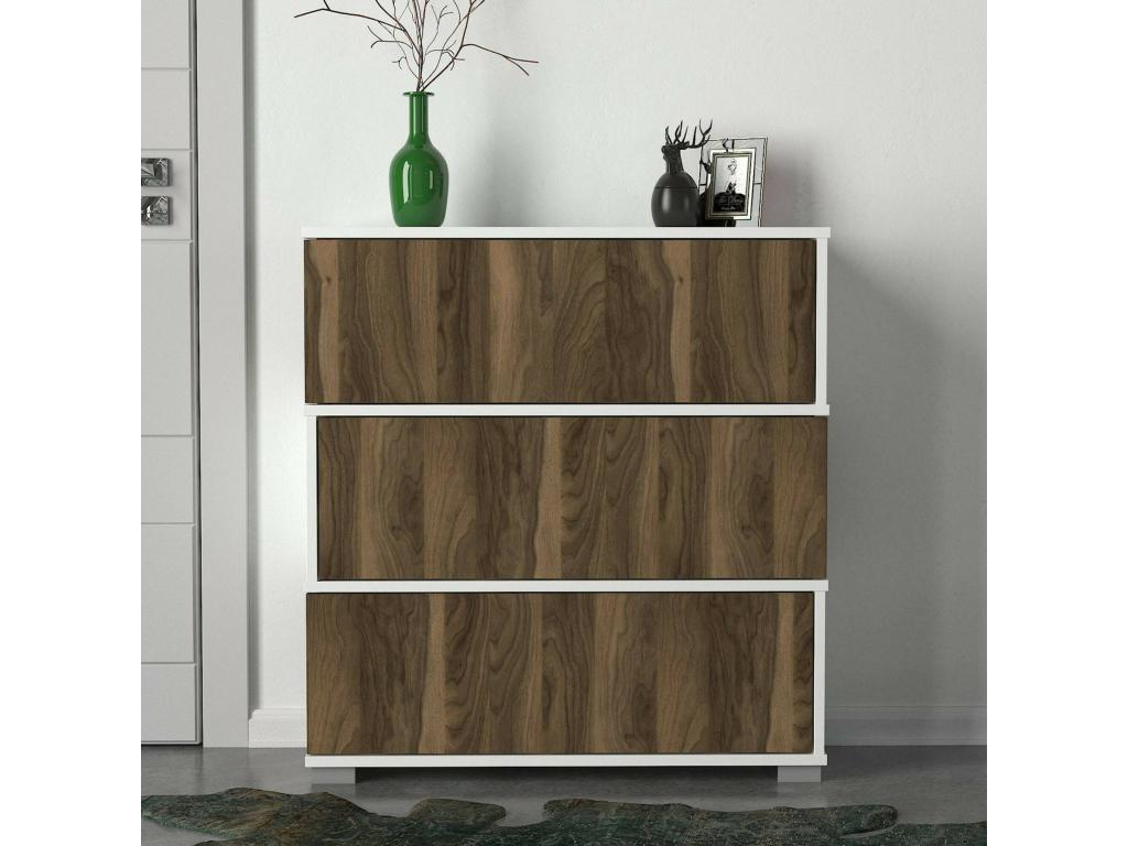 Meuble à chaussures Homzora Meuble à chaussures Armoire d'entrée polyvalente Rangement pour chaussures 90x30h93 cm Blanc et Noyer