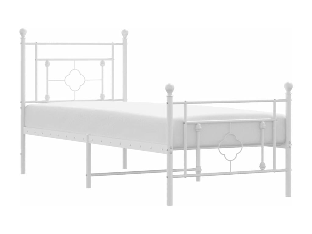 Cadre de lit métal sans matelas avec pied de lit blanc 75x190cm VTNP86913