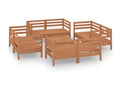 Salon de jardin 9 pcs Marron miel Bois de pin massif