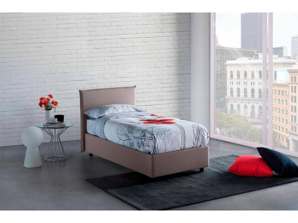 Lit double Dame Lit coffre avec revêtement en tissu Made in Italy Ouverture frontale avec matelas 160x190 cm inclus Meubiana
