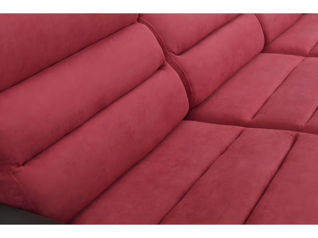 Canapé d'angle convertible en tissu et simili Meubiana - Bicolore rouge/noir - Angle droit