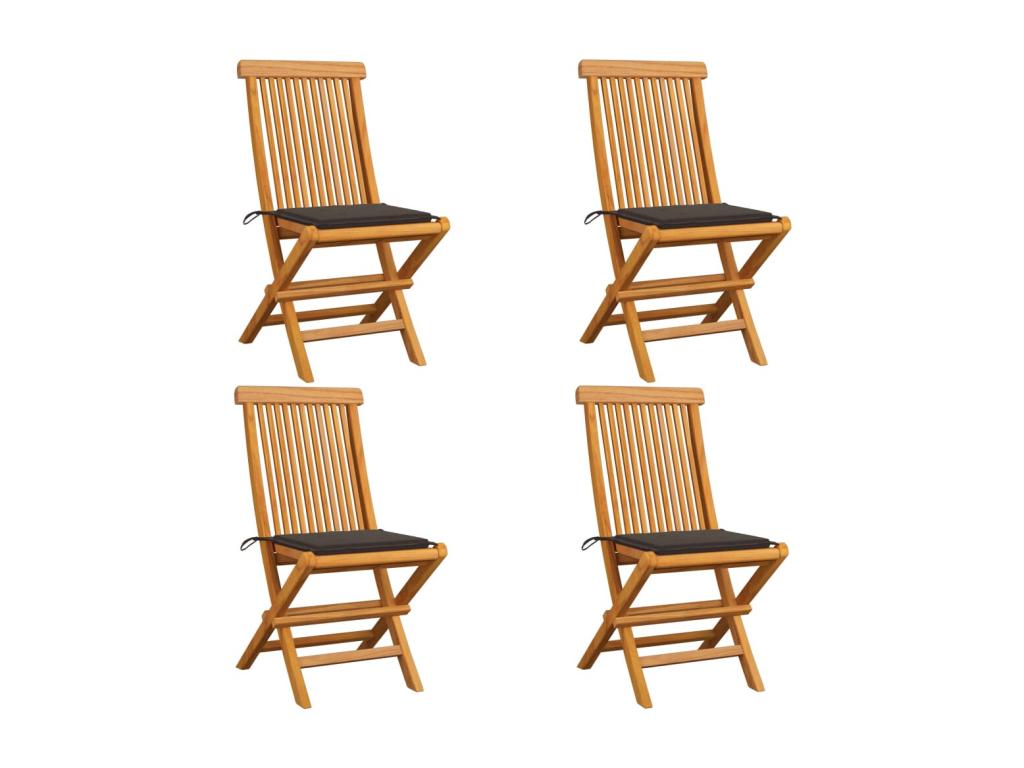 Chaises de jardin avec coussins Meubiana 4 pièces Bois de teck massif
