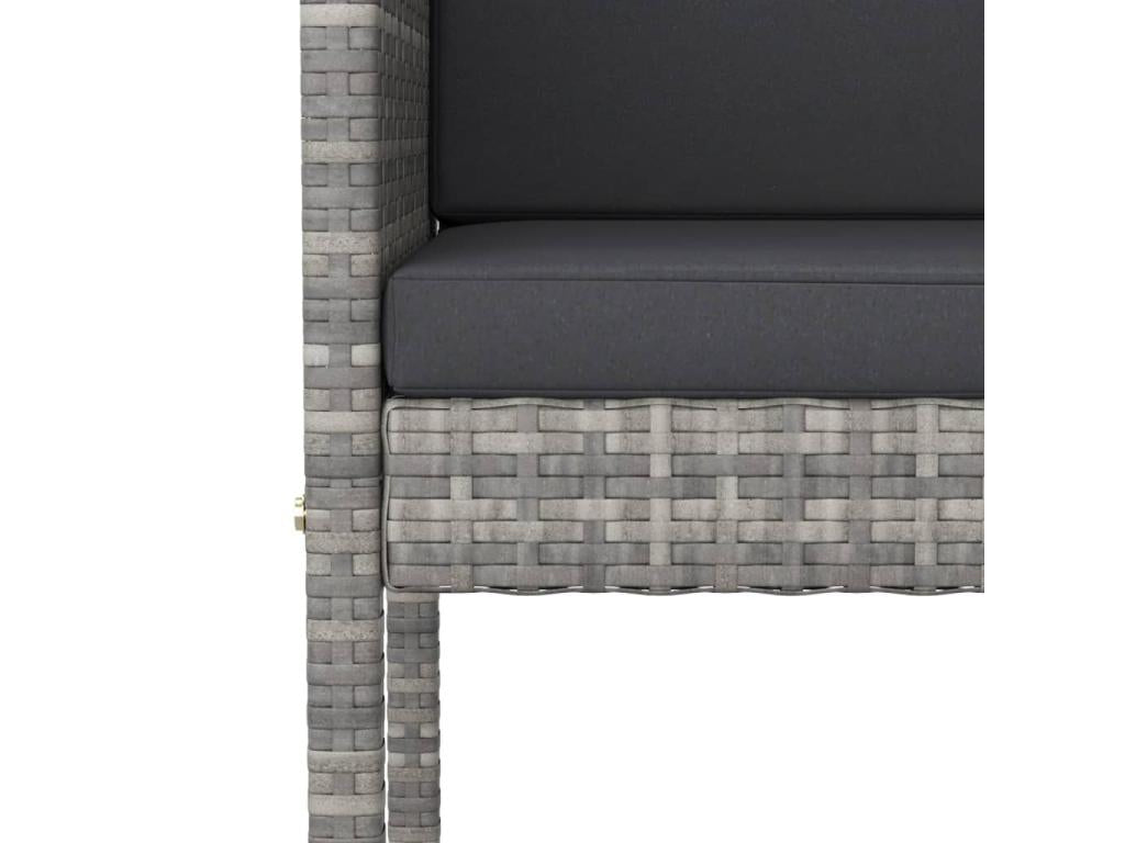 Ensemble de bar de jardin 7 pcs et coussins Résine tressée Gris