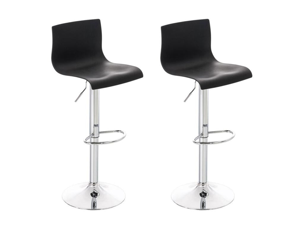 Lot de 2 Tabouret de bar - Plastique / Métal chromé - Noir - Hover XDNQ01171