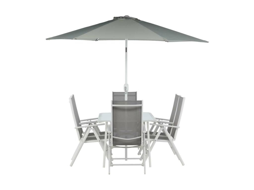 Meubiana ensemble de jardin table 90x150cm blanc 6 chaises blanc.