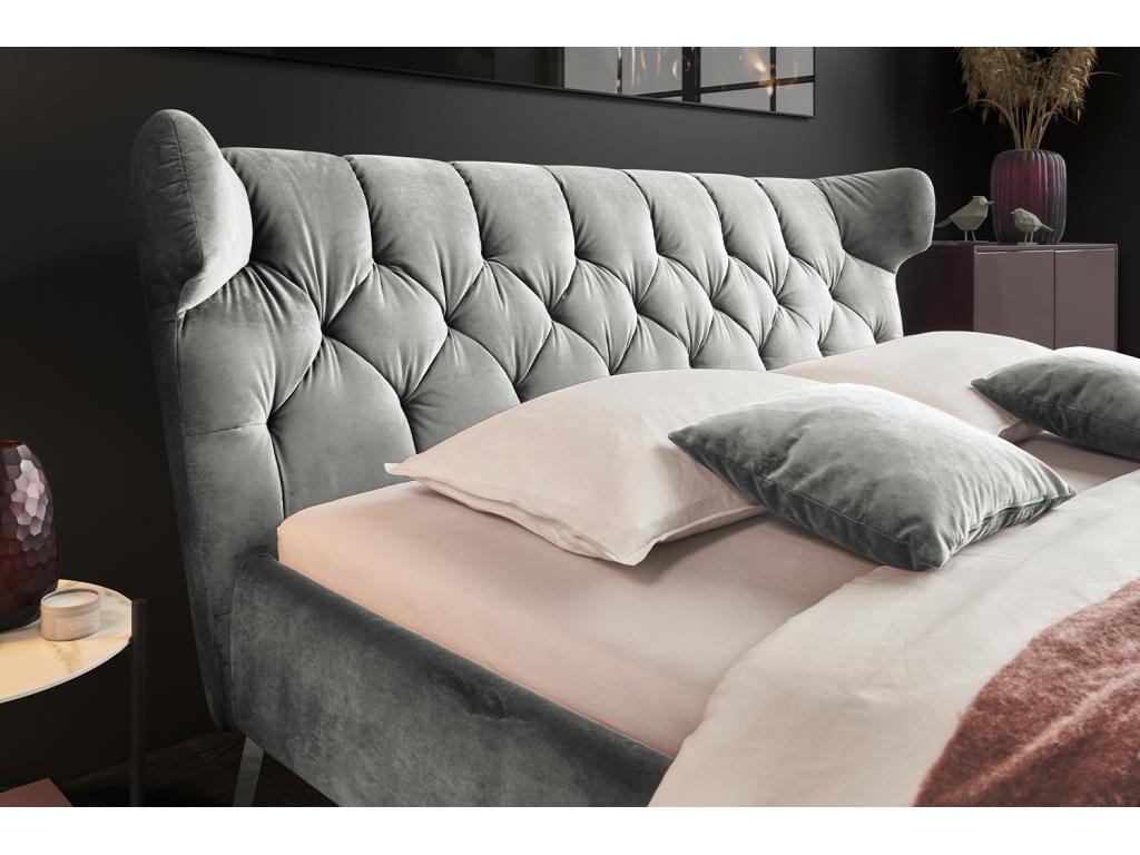 Lit - argent Velours - CHARME PORI06498