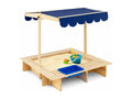 Bac à Sable en Bois Enfant 115x115x121 cm avec Toit réglable et Pivotant Boite de Rangement et Banc pour Jardin