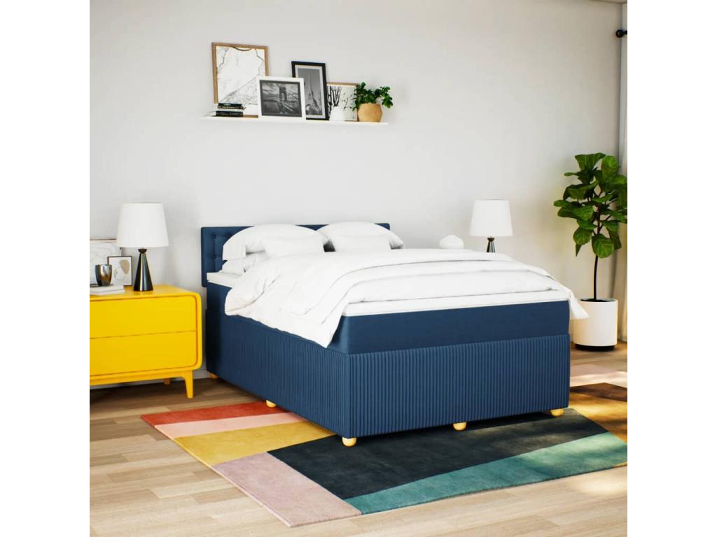 Sommier à Laviecasa de lit avec matelas Bleu 140x200 cm Tissu MLAS17522